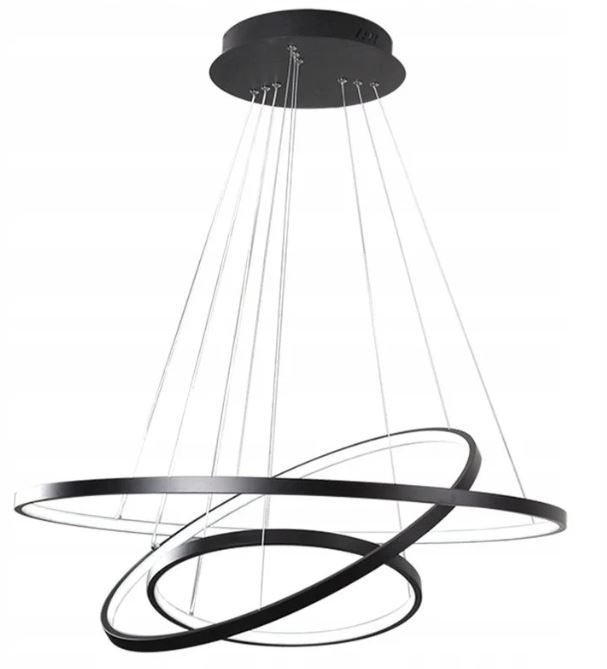 Lampa Sufitowa Led Plafon Wisząca Żyrandol Czarny 3 Pilot