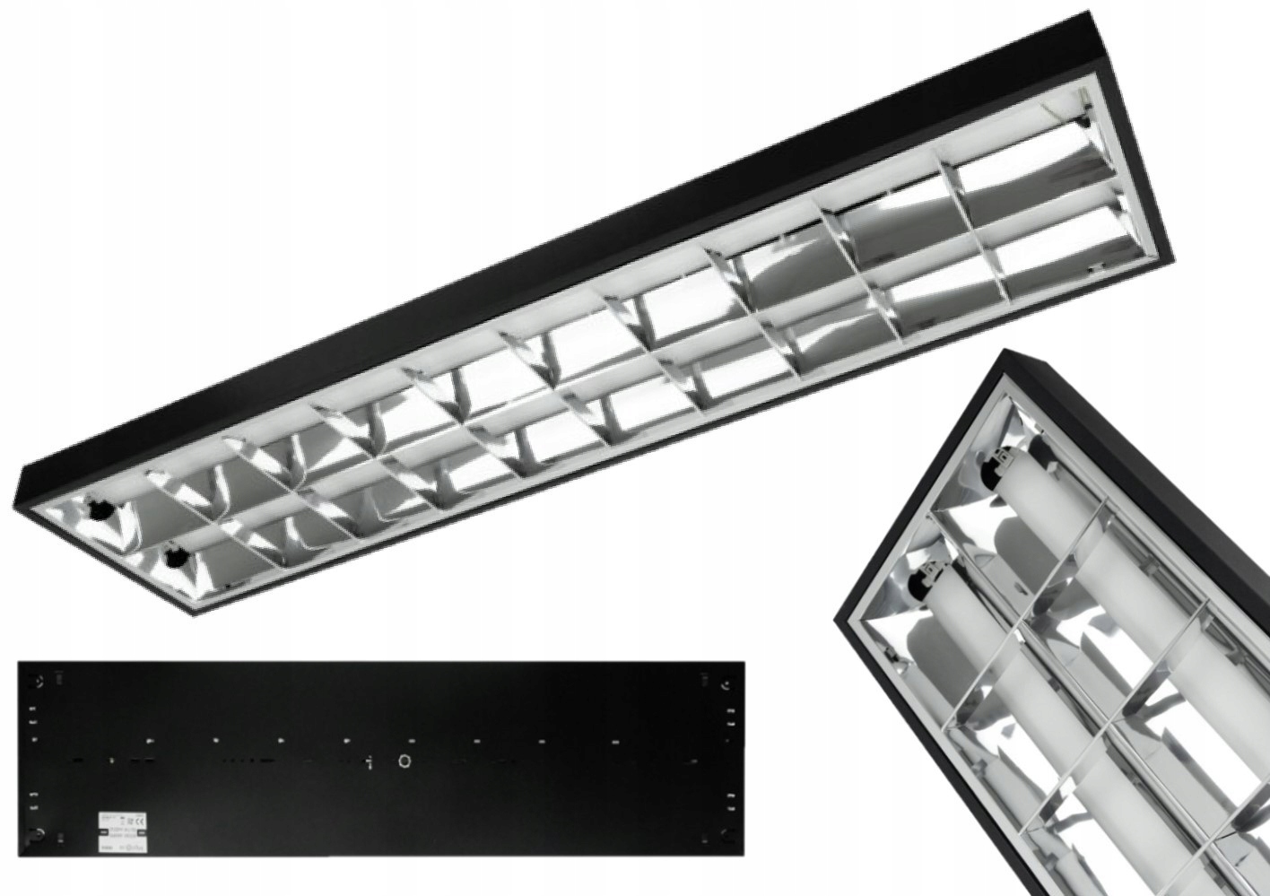 Oprawa Rastrowa Raster Natynkowa Do Świetlówek Led T8 G13 2x120cm Nt Czarna