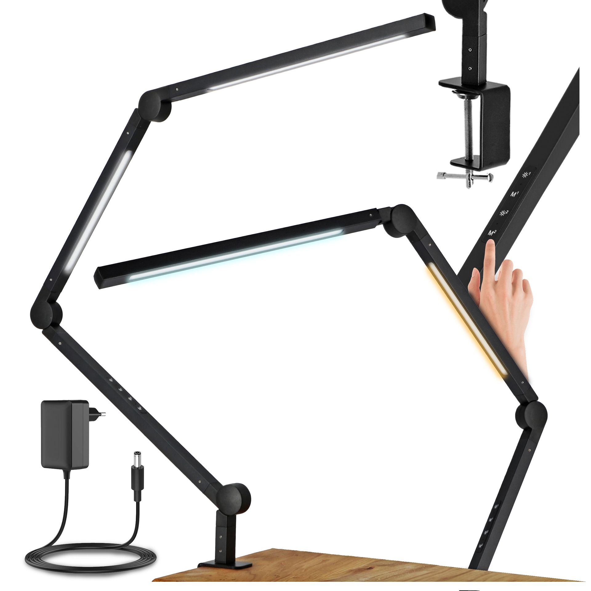 Lampka Na Biurko Biurkowa Led Szkolna Dotyk Kreślarska Regulowana Podwójna