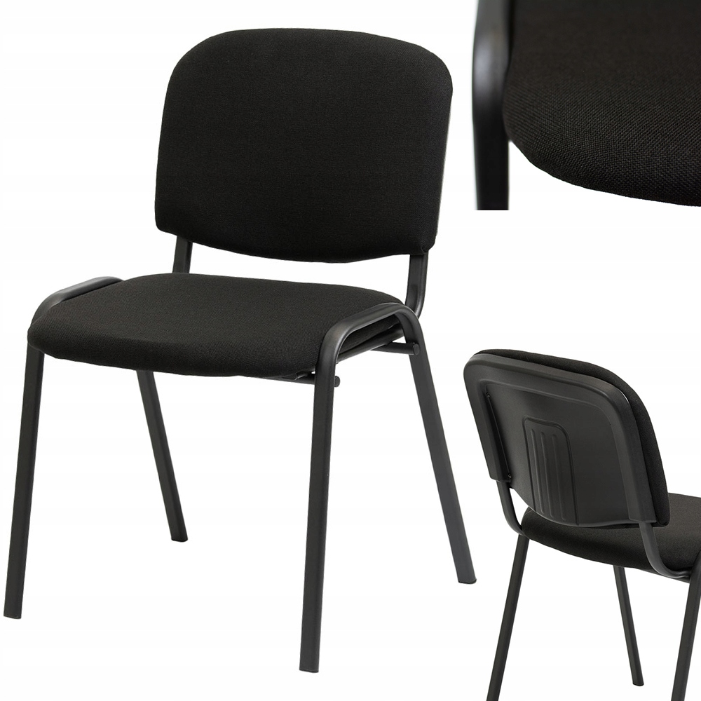 Krzesło Konferencyjne Biurowe Iso Black Gruby Profil Tapicerowane Z Atestem