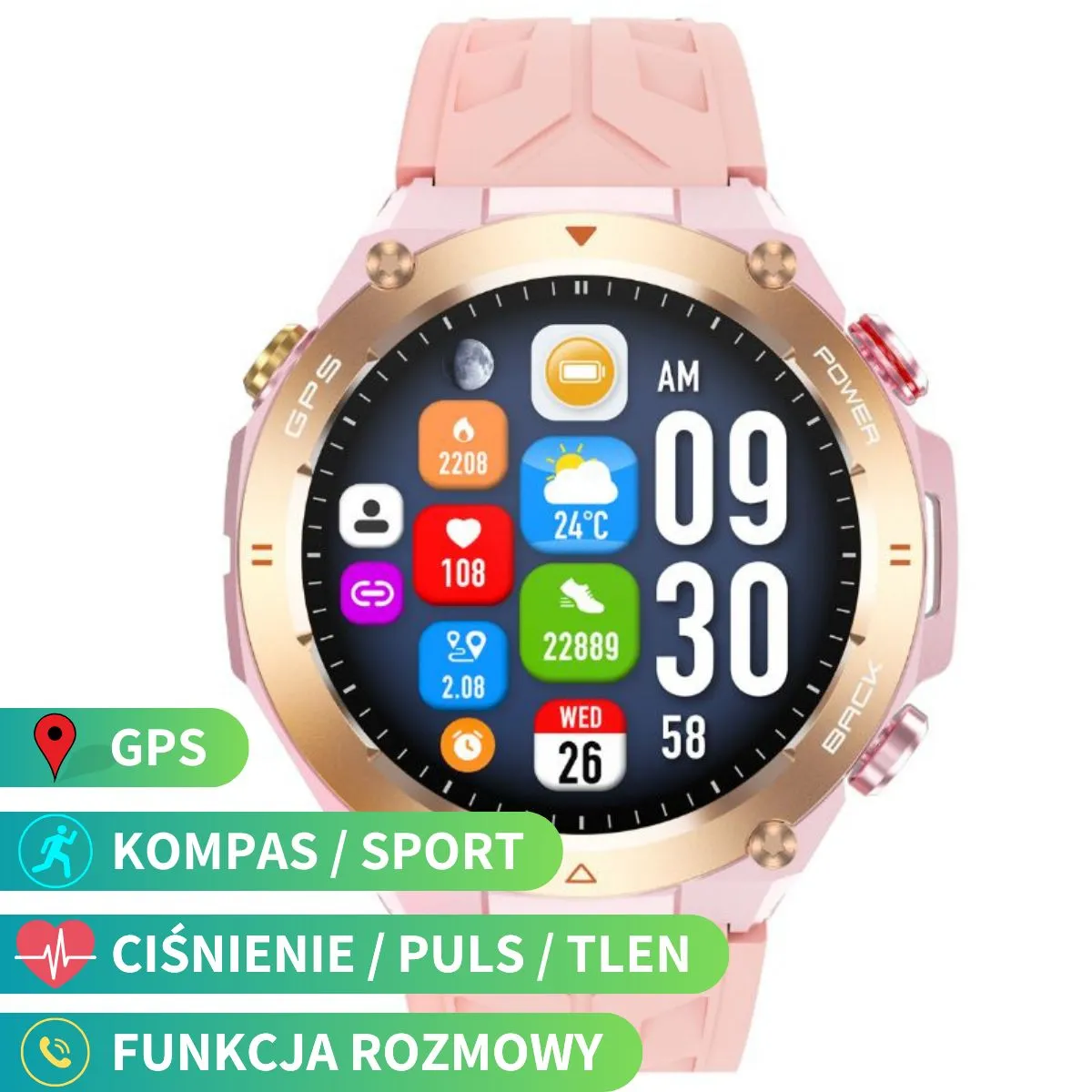 Rubicon RNCF27 GPS SMARUB332 Różowy
