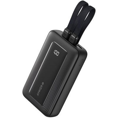 Anker Zolo (A1680G11) 10000mAh 30W wbudowany kabel USB-C i Lightning Czarny