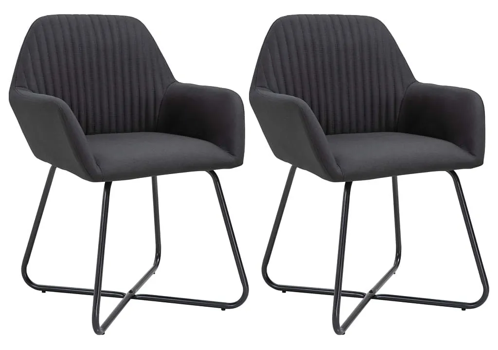 Zestaw 2 czarnych tapicerowanych krzeseł stołowych N8-H63