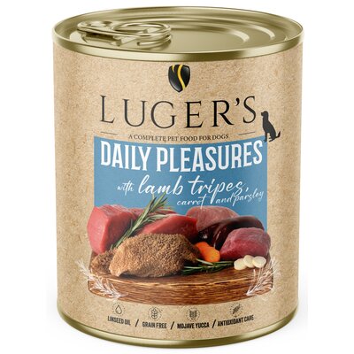 Karma dla psa LUGER'S Daily Pleasures z żołądkami jagnięcymi, marchewką i pietruszką 800 g