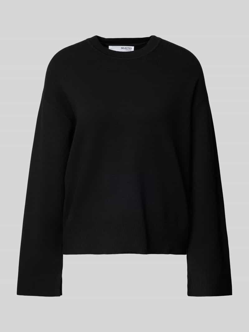 Sweter z dzianiny z prążkowanymi wykończeniami model ‘KAMMA’