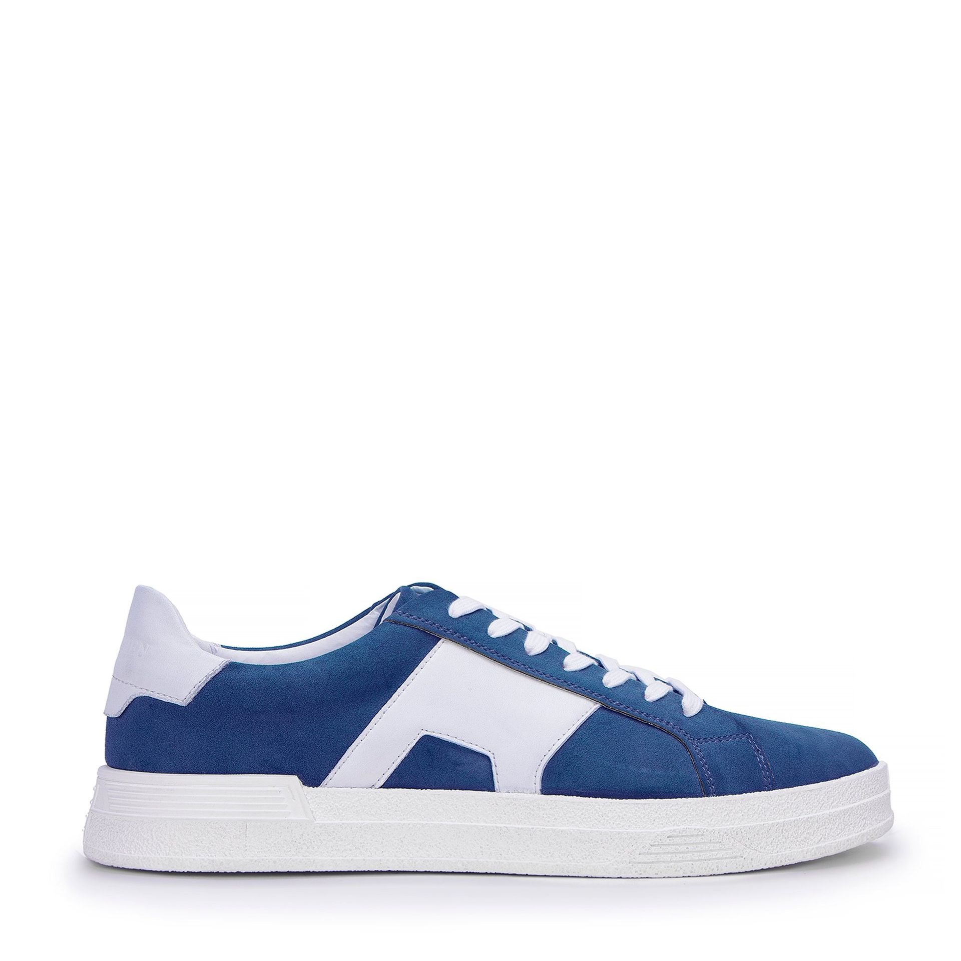 Męskie sneakersy z kontrastową podeszwą granatowe