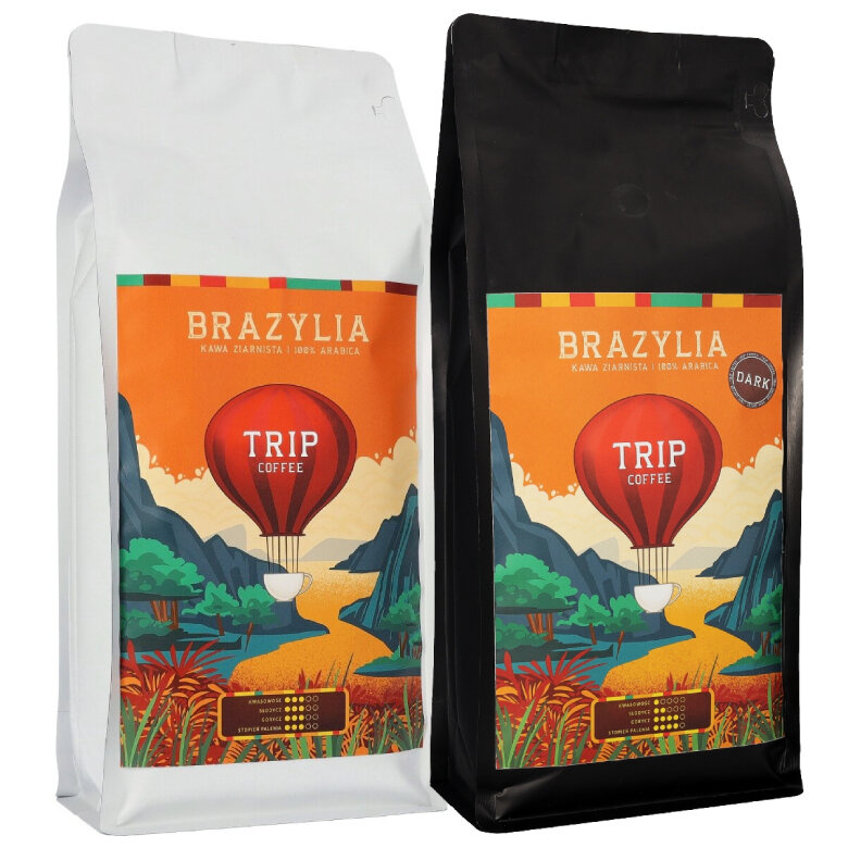 ZESTAW - Kawa ziarnista Trip Coffee Brazylia 1kg + Trip Coffee Brazylia DARK 1kg
