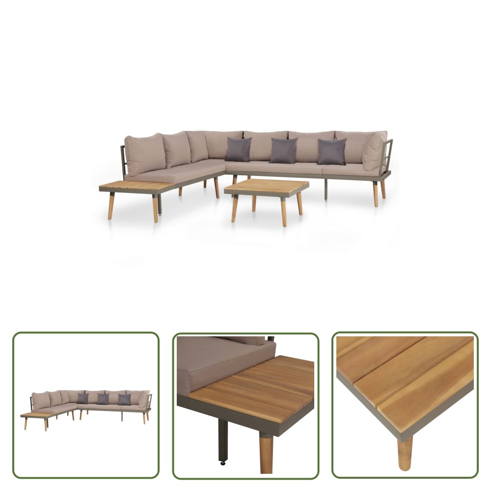 The Living Store 4-cz. zestaw mebli ogrodowych - poduszki - drewno akacjowe - brąz - Zestaw Mebli Ogrodowych