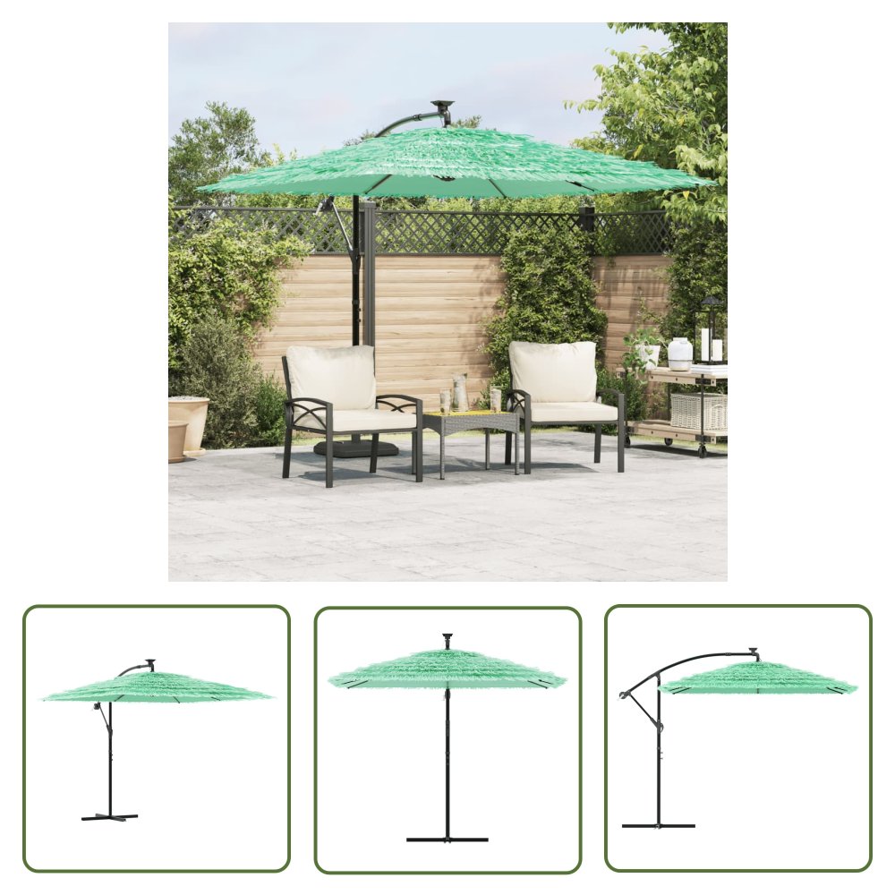 The Living Store Parasol ogrodowy na stalowym słupku - zielony - 269x269x235 cm - Parasol Ogrodowy