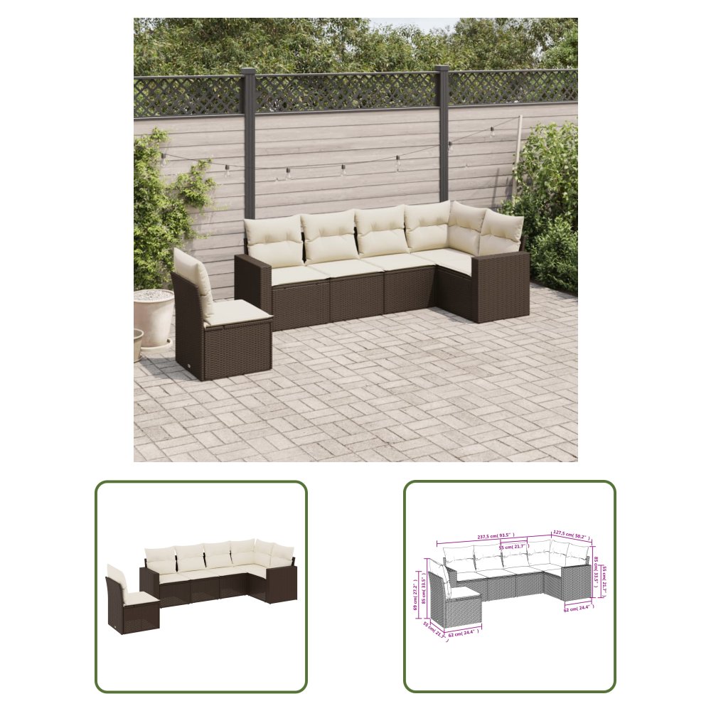 The Living Store 6-cz. zestaw wypoczynkowy do ogrodu - z poduszkami - brązowy - Sofa Ogrodowa