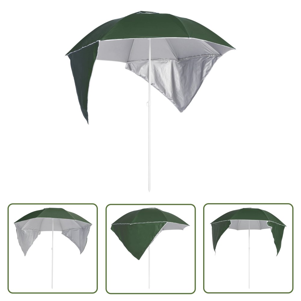 The Living Store Parasol plażowy ze ściankami bocznymi - zielony - 215 cm - Parasol Ogrodowy