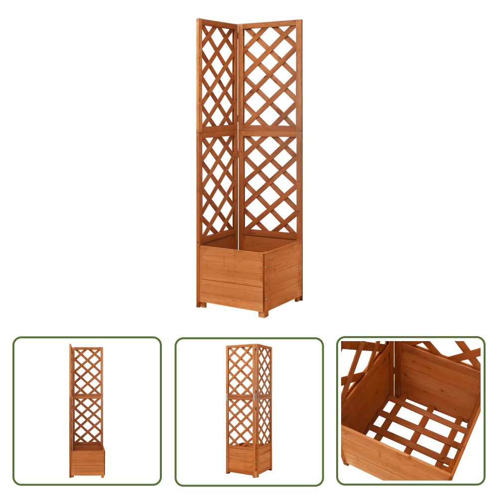 The Living Store Narożna donica ogrodowa z kratką - 40x40x150 cm - jodła - Krata Dla Roślin