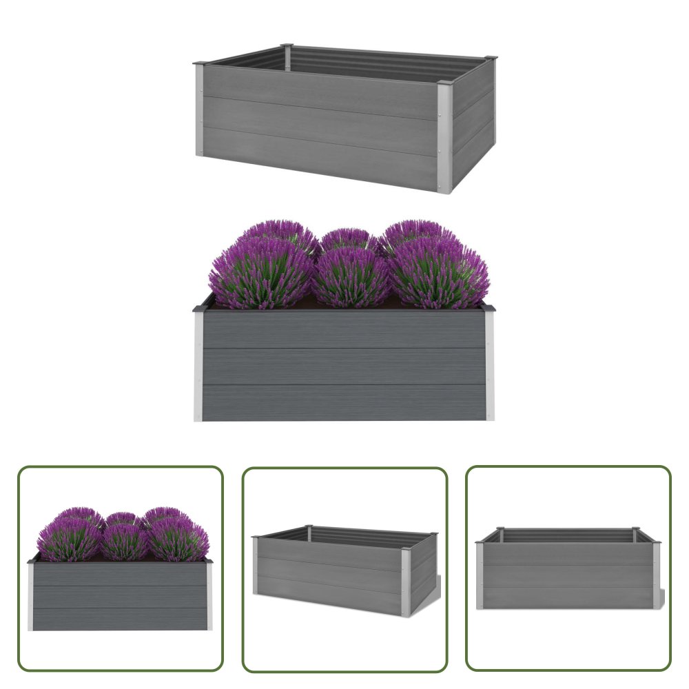 The Living Store Podwyższona donica ogrodowa - WPC - 150x100x54 cm - szara - Podwyższona Donica Ogrodowa