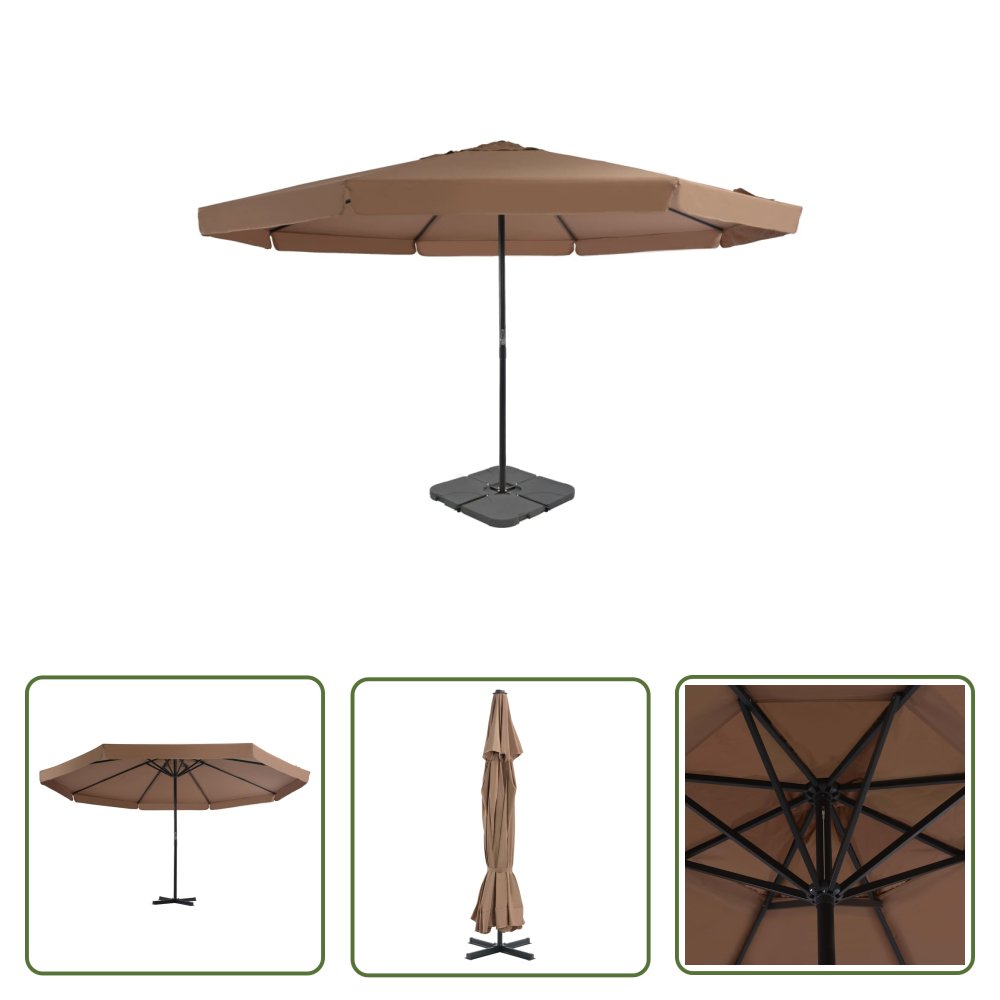 The Living Store Parasol ogrodowy z przenośną podstawą - taupe - Parasol Ogrodowy
