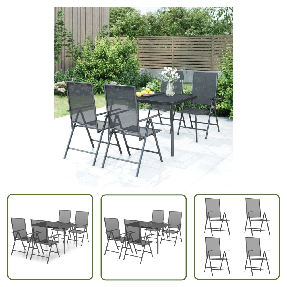 The Living Store 5-częściowy zestaw mebli ogrodowych - antracytowy - stal - Meble Ogrodowe