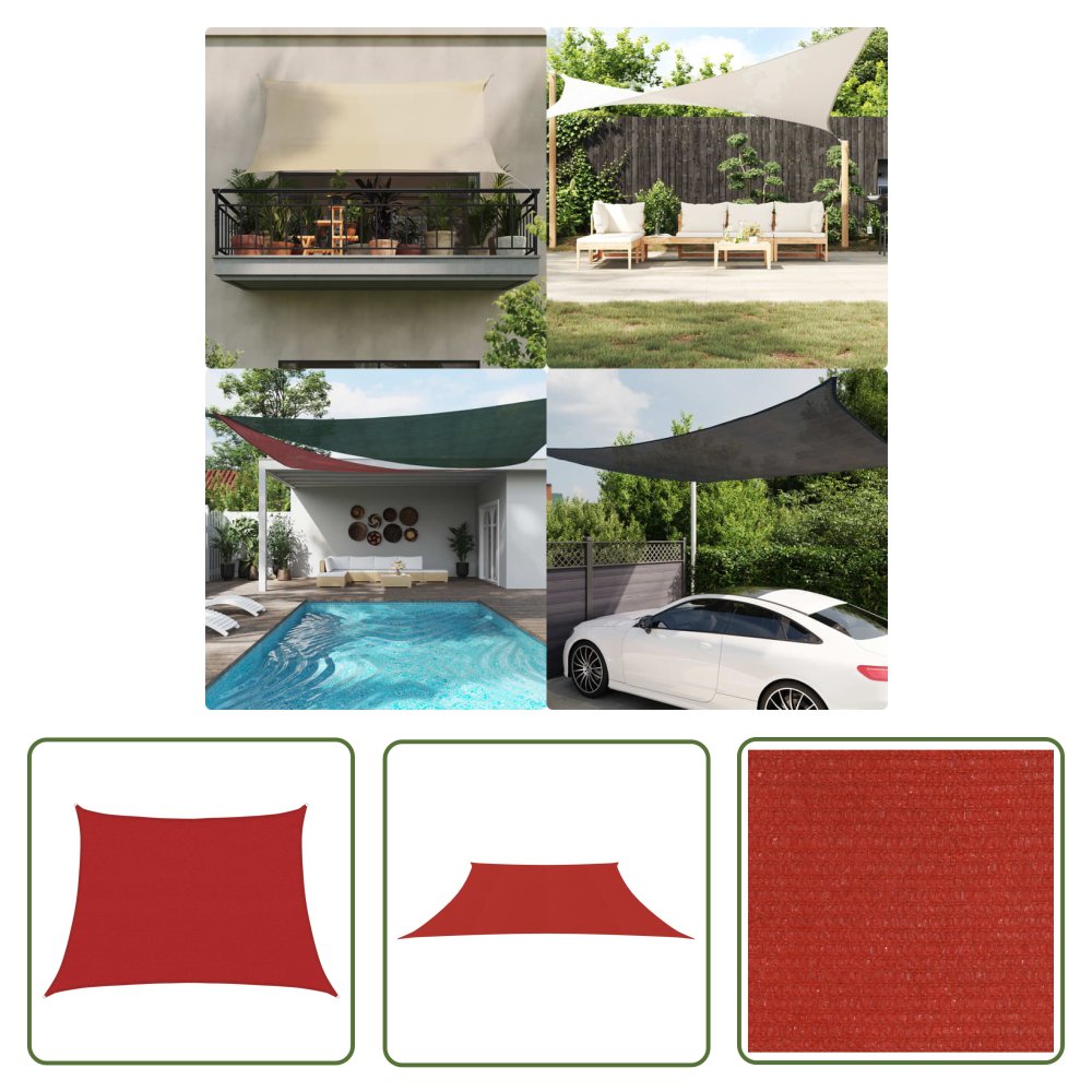 The Living Store Żagiel przeciwsłoneczny - 160 g/m² - czerwony - 4/5x3 m - HDPE - Żagiel Ogrodowy