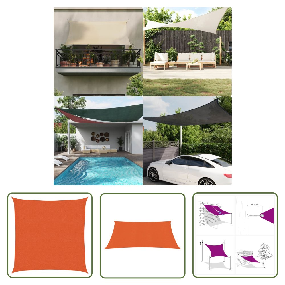 The Living Store Żagiel przeciwsłoneczny - 160 g/m² - pomarańcz - 3 -6x3 -6 m - HDPE - Żagiel Ogrodowy