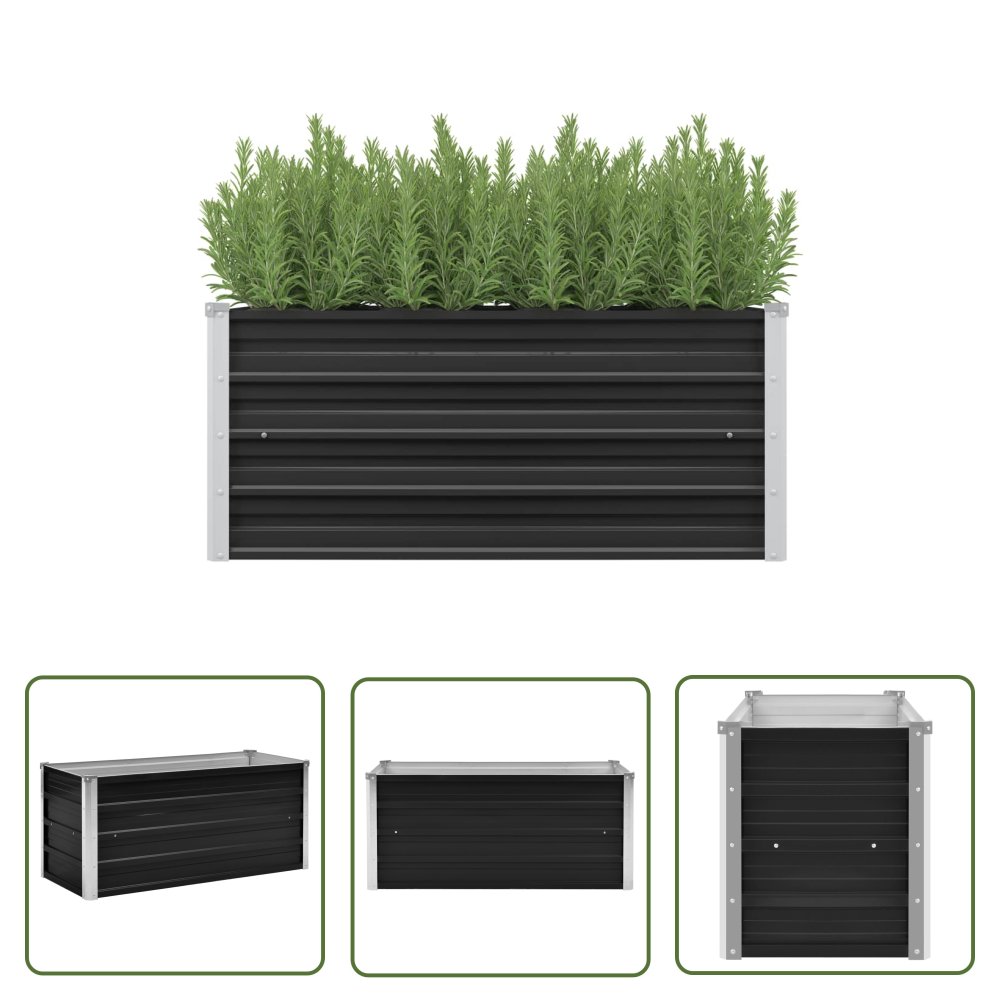 The Living Store Podwyższona donica - antracyt - 100x40x45 cm - galwanizowana stal - Podwyższona Donica