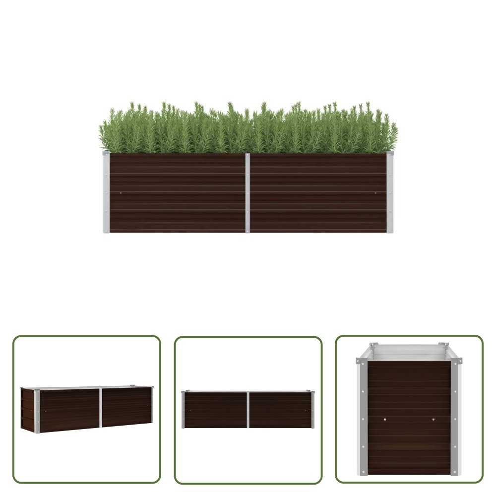 The Living Store Podwyższona donica - brązowa - 160x40x45 cm - galwanizowana stal - Podwyższona Donica