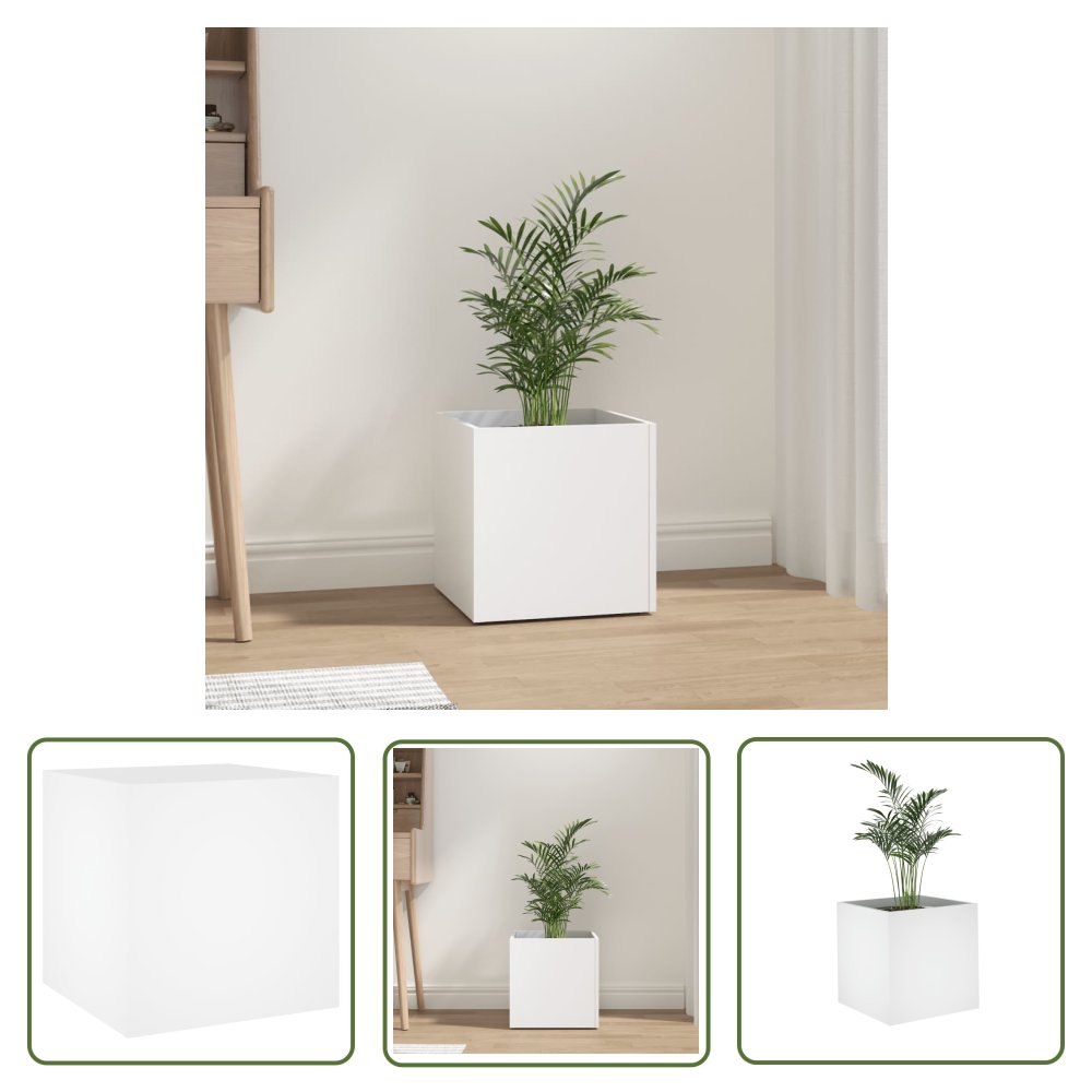 The Living Store Donica - biała - 40x40x40 cm - materiał drewnopochodny - Donica
