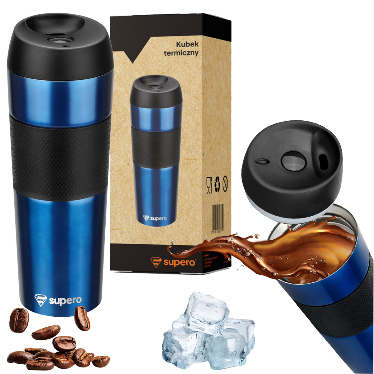 Kubek termiczny termos szczelny podróżny bidon na kawę herbatę 12-24h 450ml