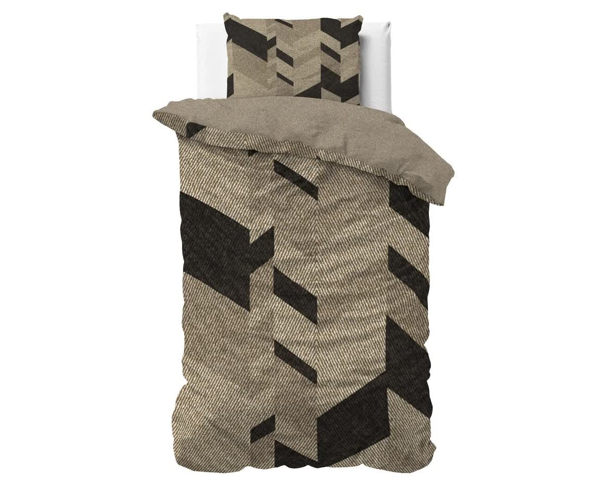 140x200/220 GABY szaro-brązowy kpl pościeli satyna bawełniana