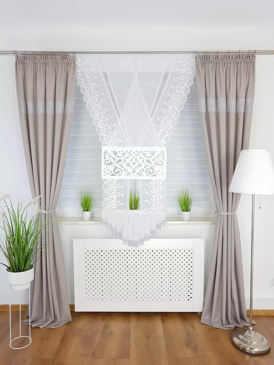 Panel okienny z haftem 180cm. elegancki panel okienny