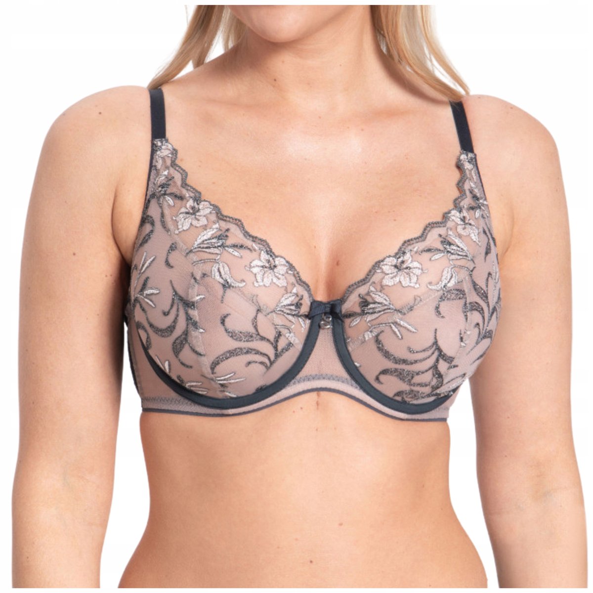 Biustonosz miękki soft stanik braletka haft grafit Samanta ELIZA A125 70H