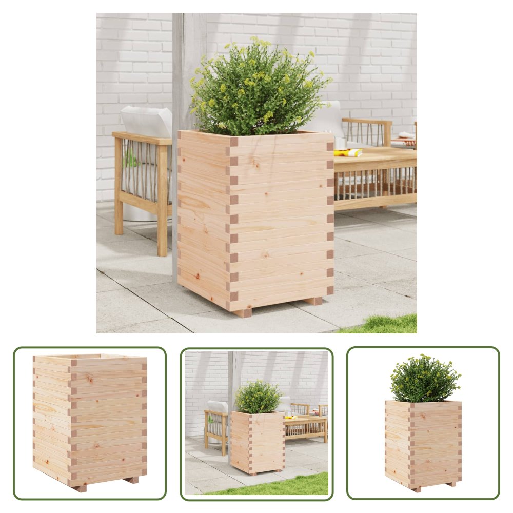 The Living Store Donica ogrodowa - 50x50x72 -5 cm - lite drewno sosnowe - Donica Ogrodowa
