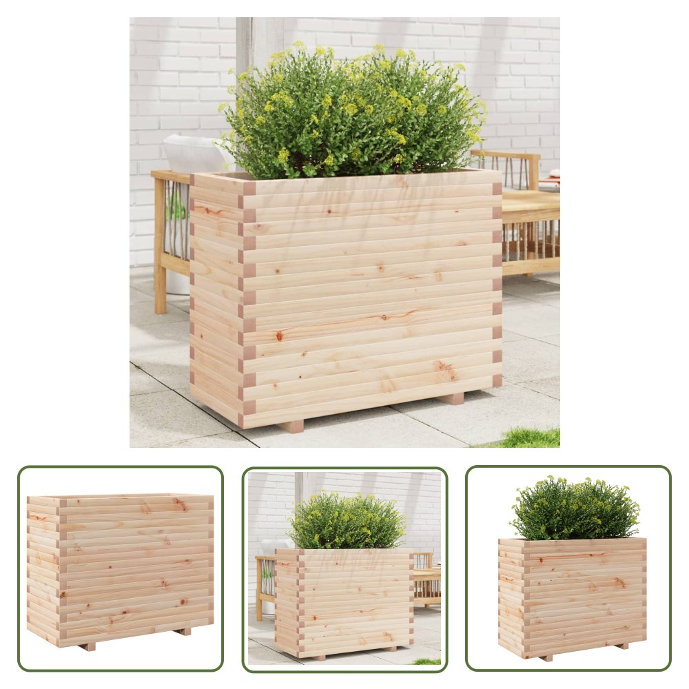 The Living Store Donica ogrodowa - 90x40x72 -5 cm - lite drewno sosnowe - Donica Ogrodowa
