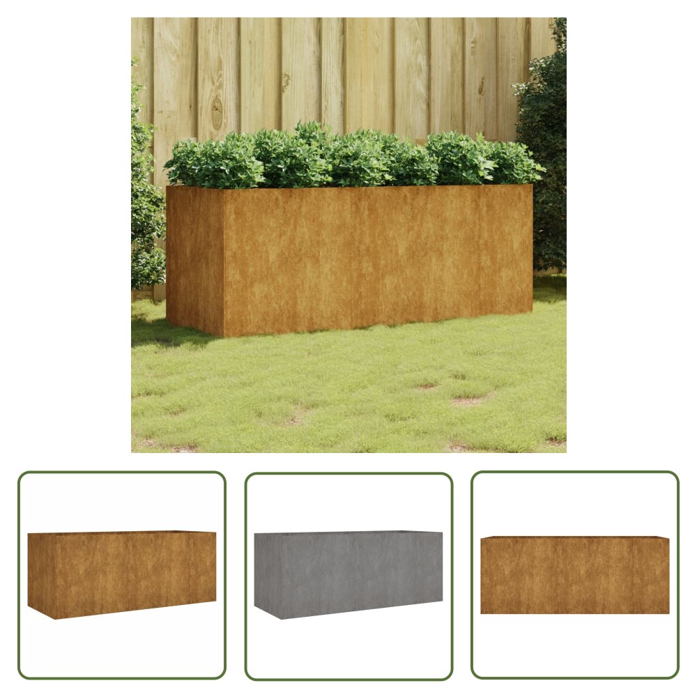 The Living Store Podwyższona donica - 200x80x80 cm - stal kortenowska - Donica Ogrodowa