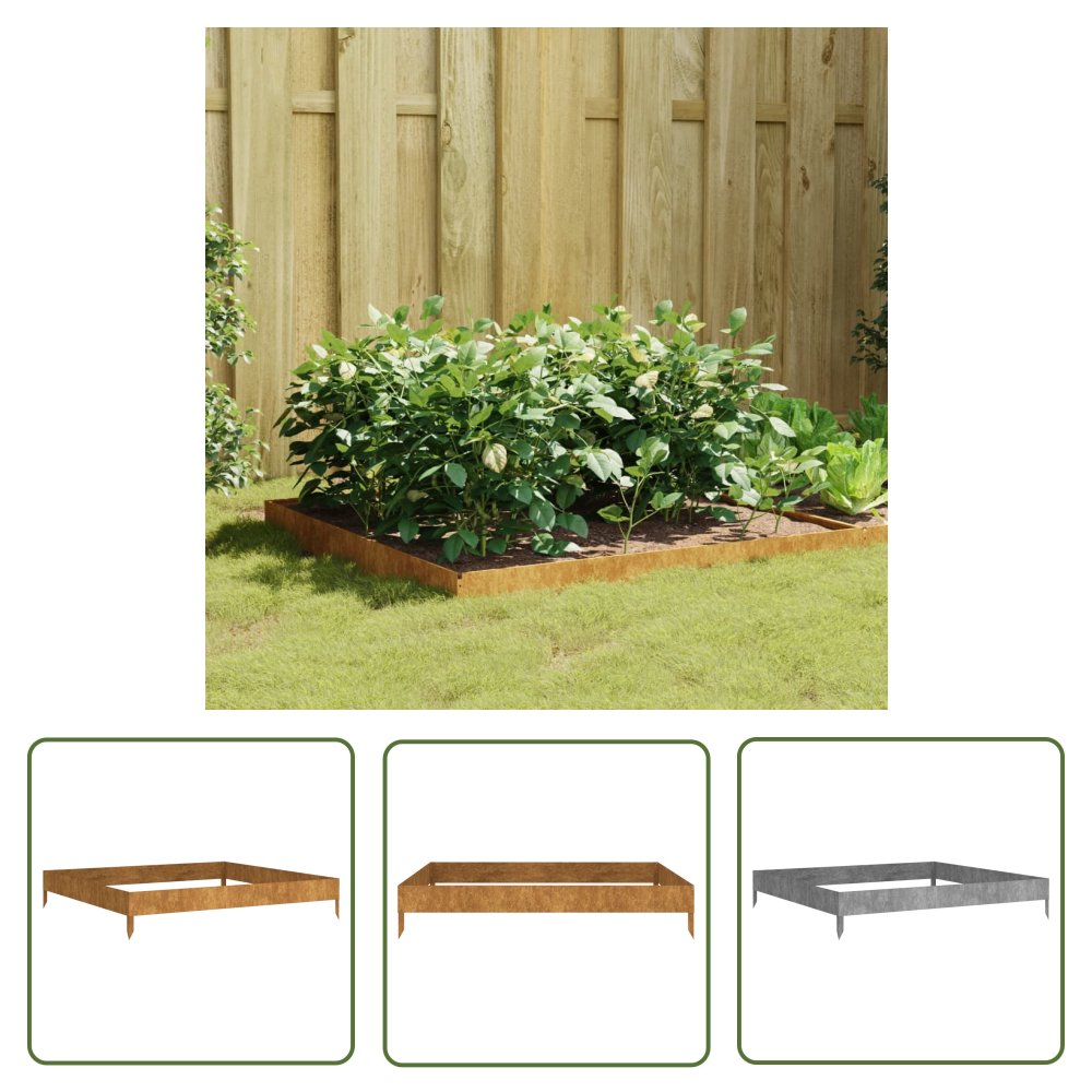 The Living Store Podwyższona donica - 100x100x18 -5 cm - stal kortenowska - Donica Ogrodowa
