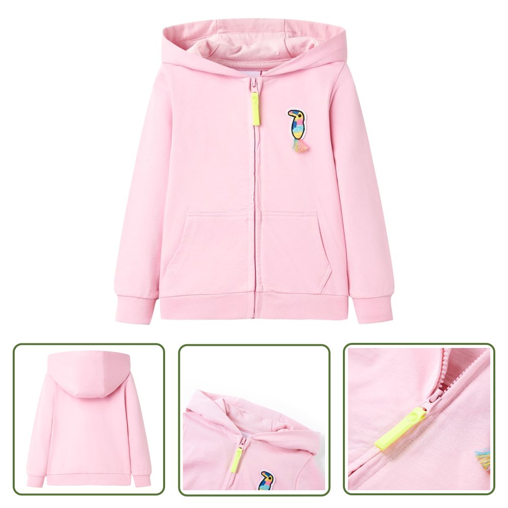 Bluza dziecięca z kapturem i zapięciem na zamek - różowa - 104 - Bluza Dziecięca