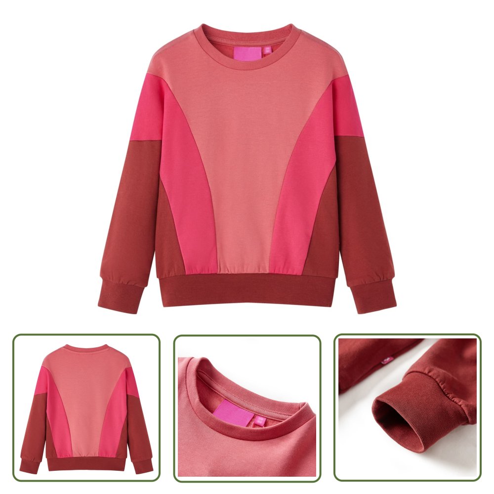 Bluza dziecięca w bloki kolorów - róż i henna - 128 - Bluza Dla Dziecka
