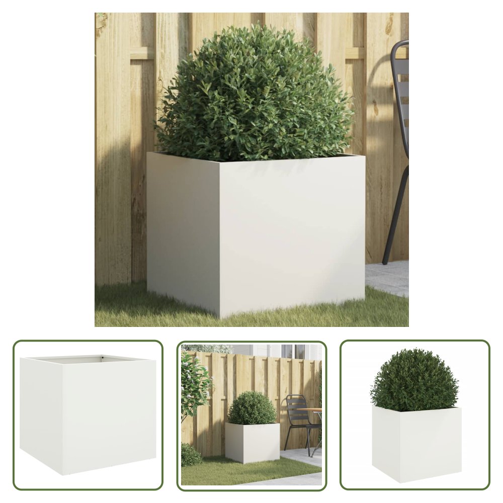 The Living Store Donica - biała - 49x47x46 cm - stal - Doniczka