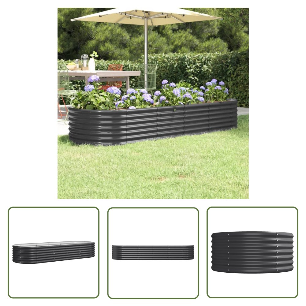 The Living Store Podwyższona donica - stal malowana proszkowo 224x80x36 cm - Podwyższona Donica