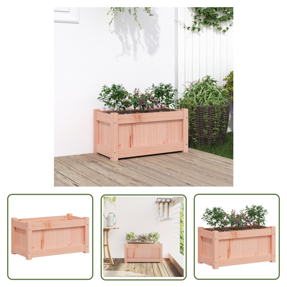 The Living Store Donica ogrodowa - 60x31x31 cm - lite drewno daglezjowe - Doniczka
