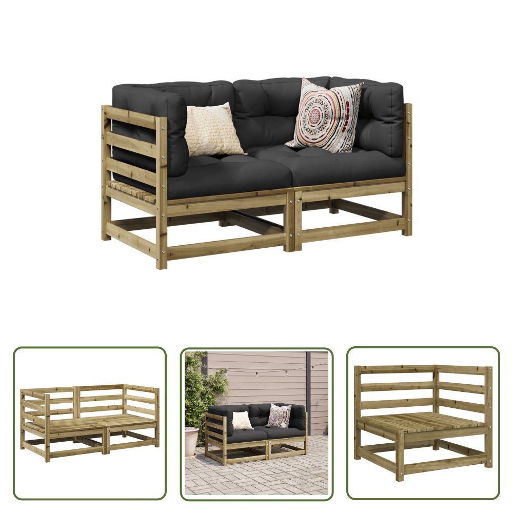 The Living Store 2-cz. zestaw wypoczynkowy do ogrodu - impregnowana sosna - Zestaw Wypoczynkowy Do Ogrodu