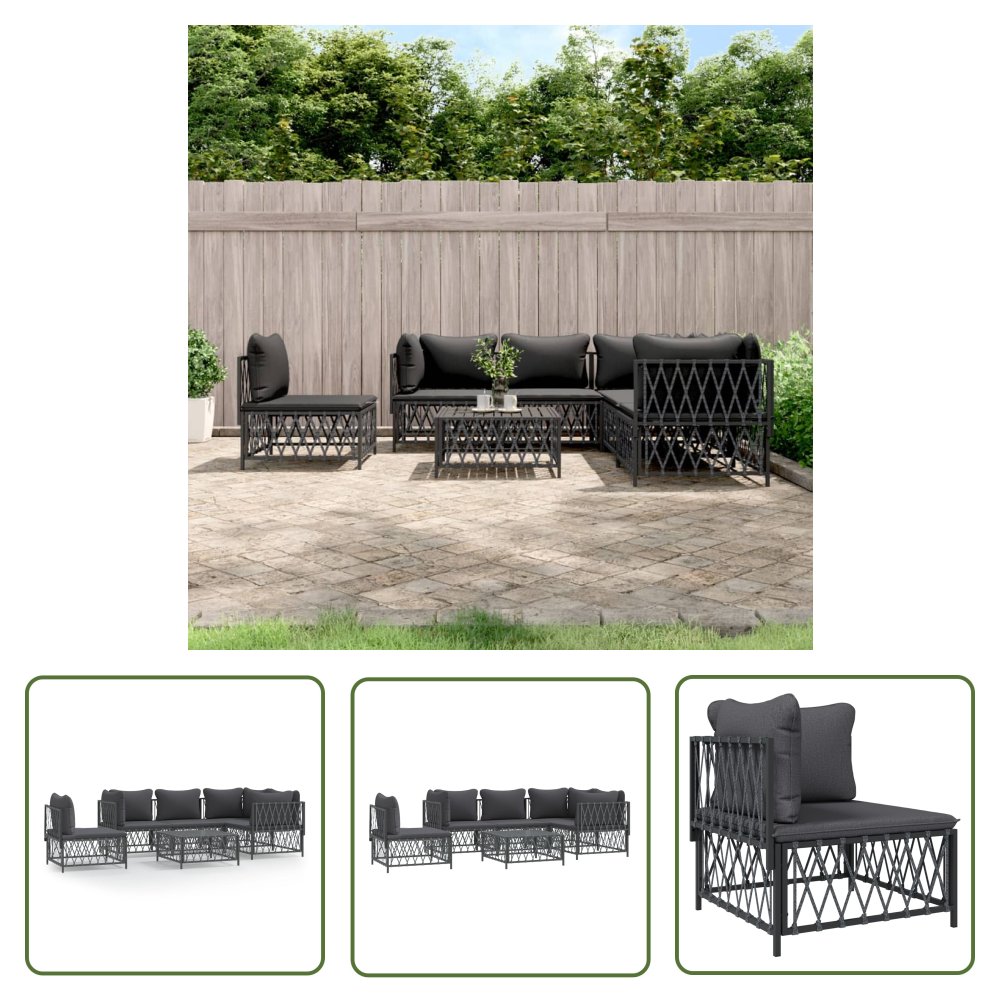 The Living Store 6-cz. zestaw wypoczynkowy do ogrodu - z poduszkami - antracytowy - Zestaw Wypoczynkowy Do Ogrodu