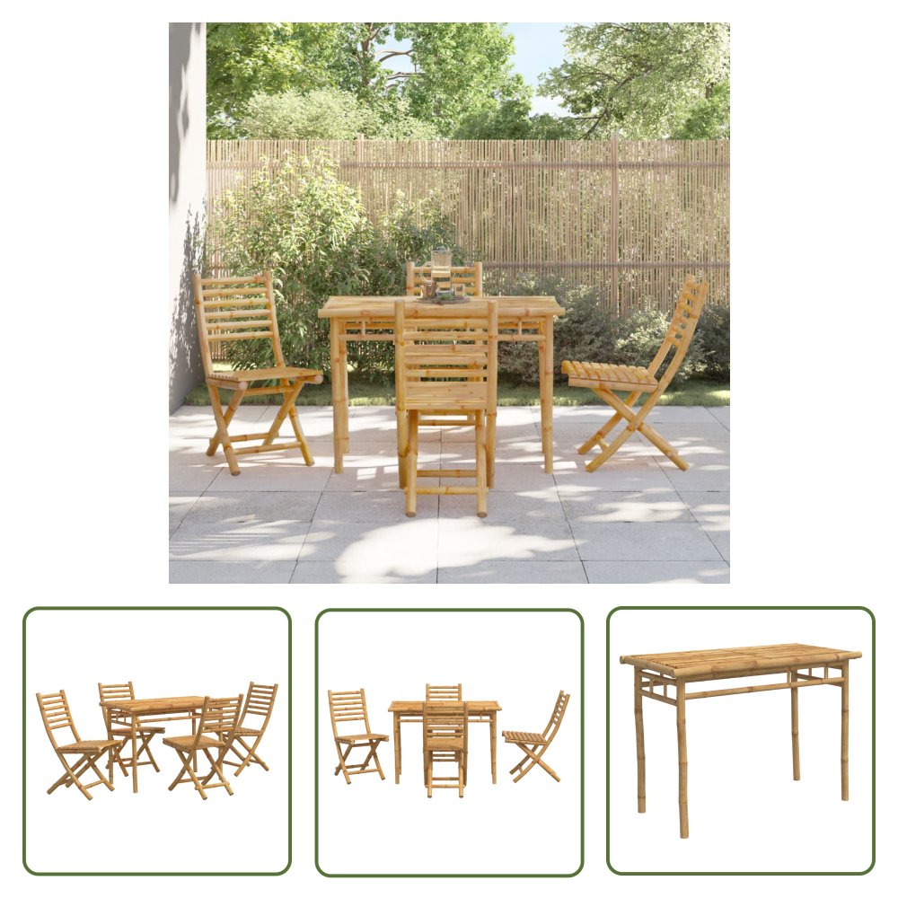 The Living Store 5-częściowy zestaw mebli ogrodowych - bambusowy - Meble Ogrodowe