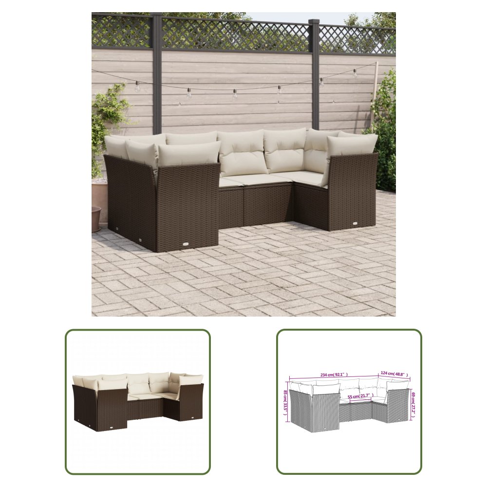 The Living Store 6-cz. zestaw wypoczynkowy do ogrodu - z poduszkami - brązowy - Sofa Ogrodowa