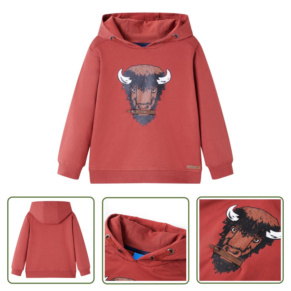 Bluza dziecięca z kapturem - palona czerwień - 104 - Bluza Dziewczęca