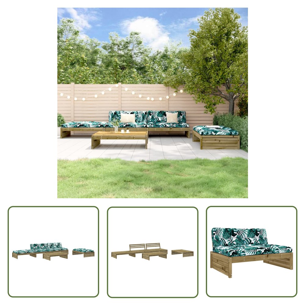 The Living Store 5-cz. zestaw mebli do ogrodu - z poduszkami - impregnowana sosna - Meble Ogrodowe
