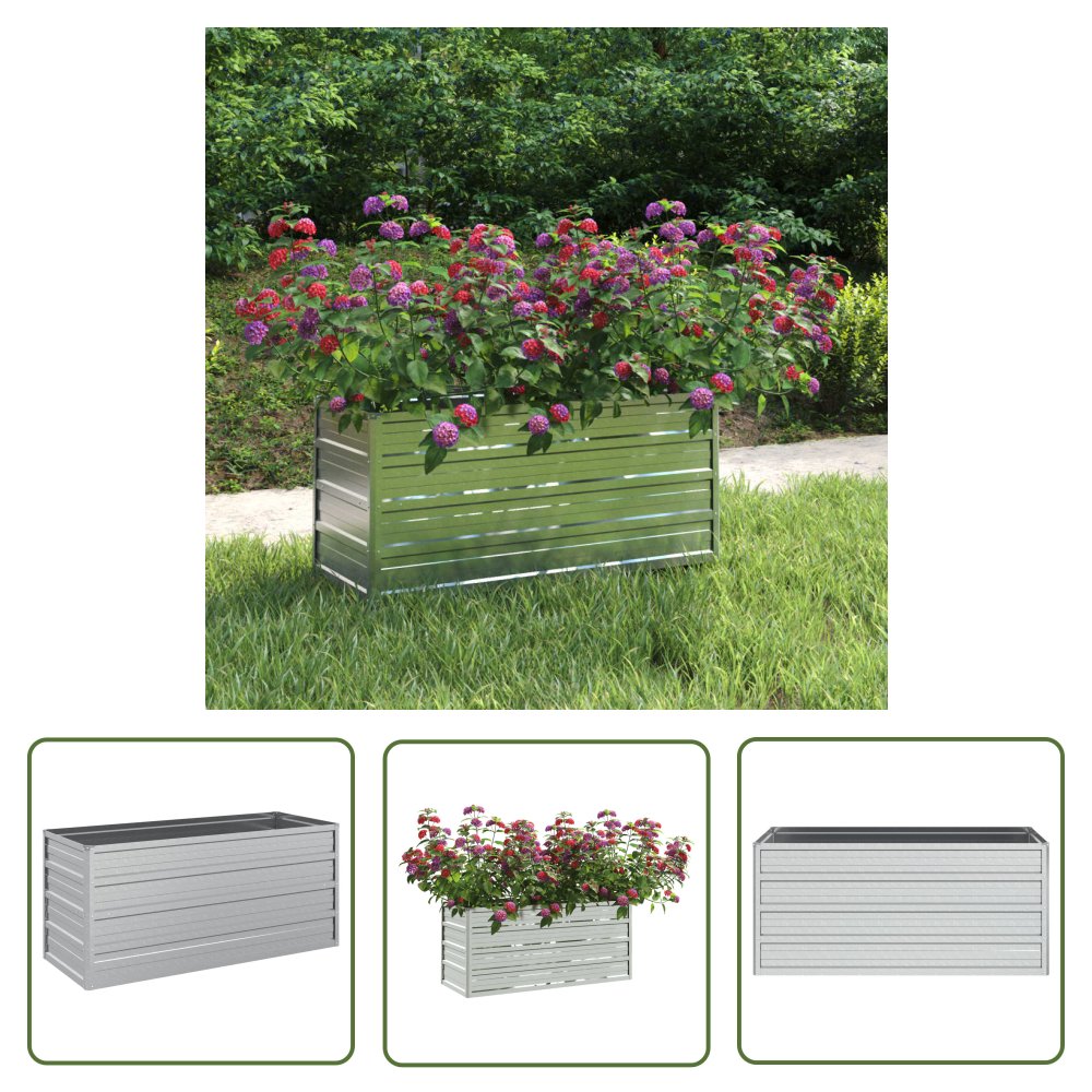 The Living Store Donica do podwyższonej rabaty - 100x40x45 cm - stal galwanizowana - Donica