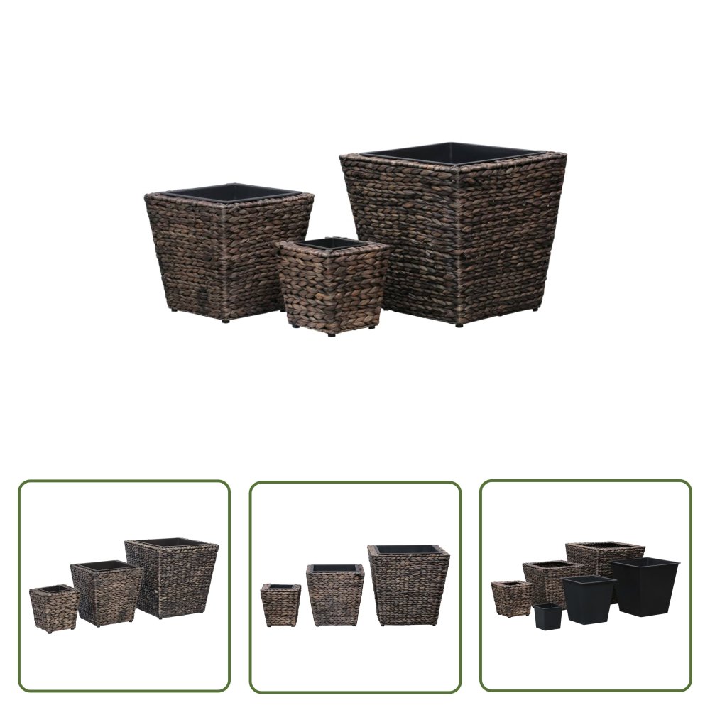 The Living Store Podwyższone donice - 3 szt. - hiacynt wodny - brązowe - Donica
