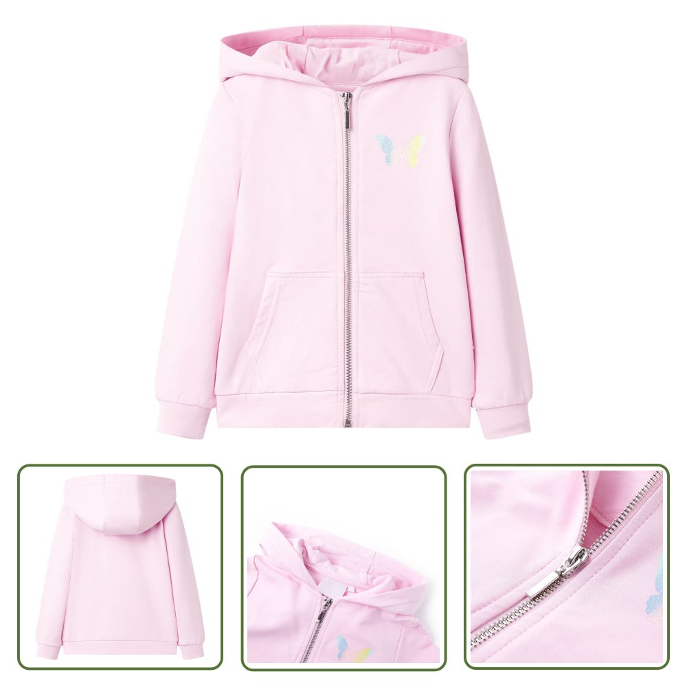 Bluza dziecięca z kapturem - jasnoróżowa - 128 - Bluza Dziecięca