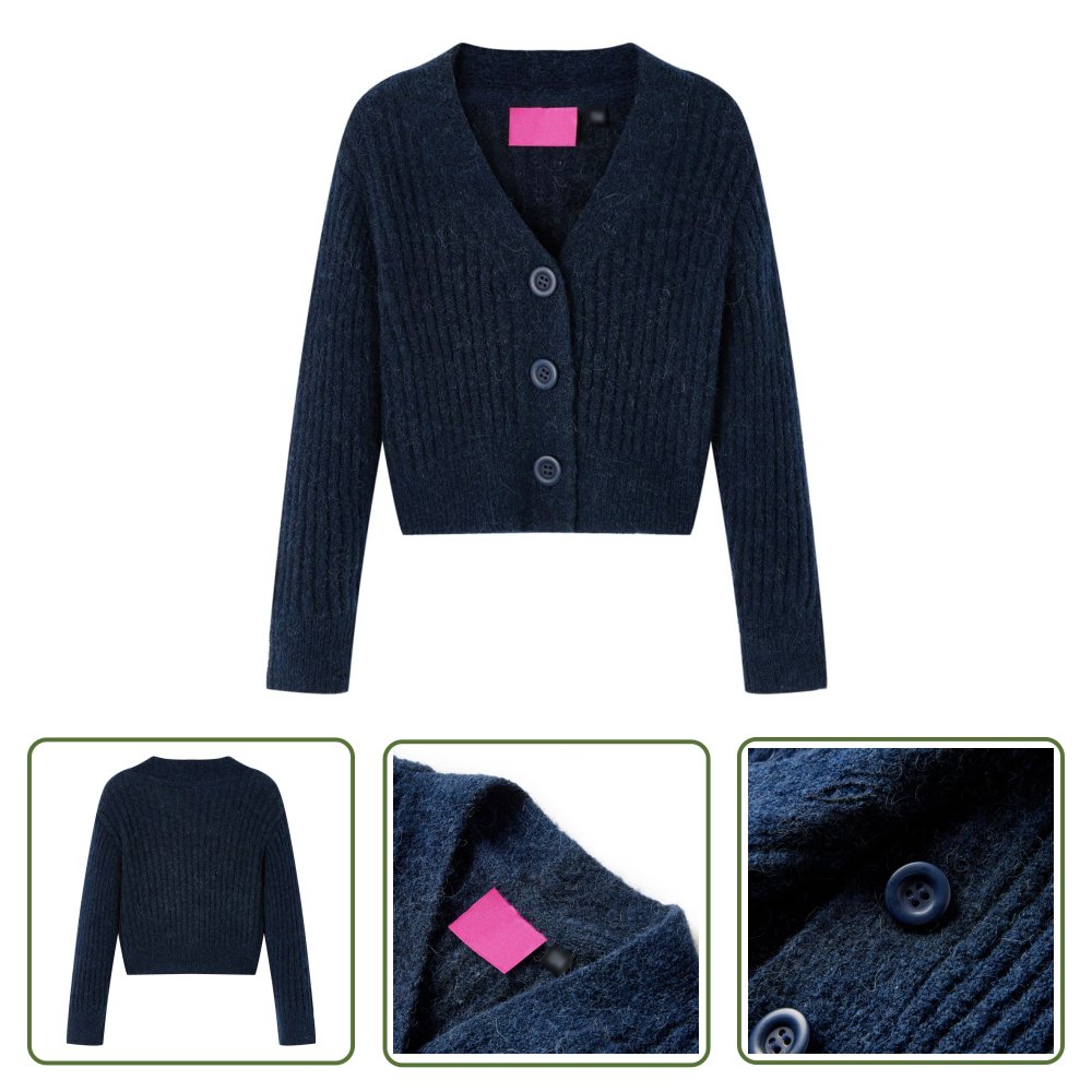 Kardigan dziecięcy z dzianiny - granatowy - 128 - Kardigan Dziecięcy