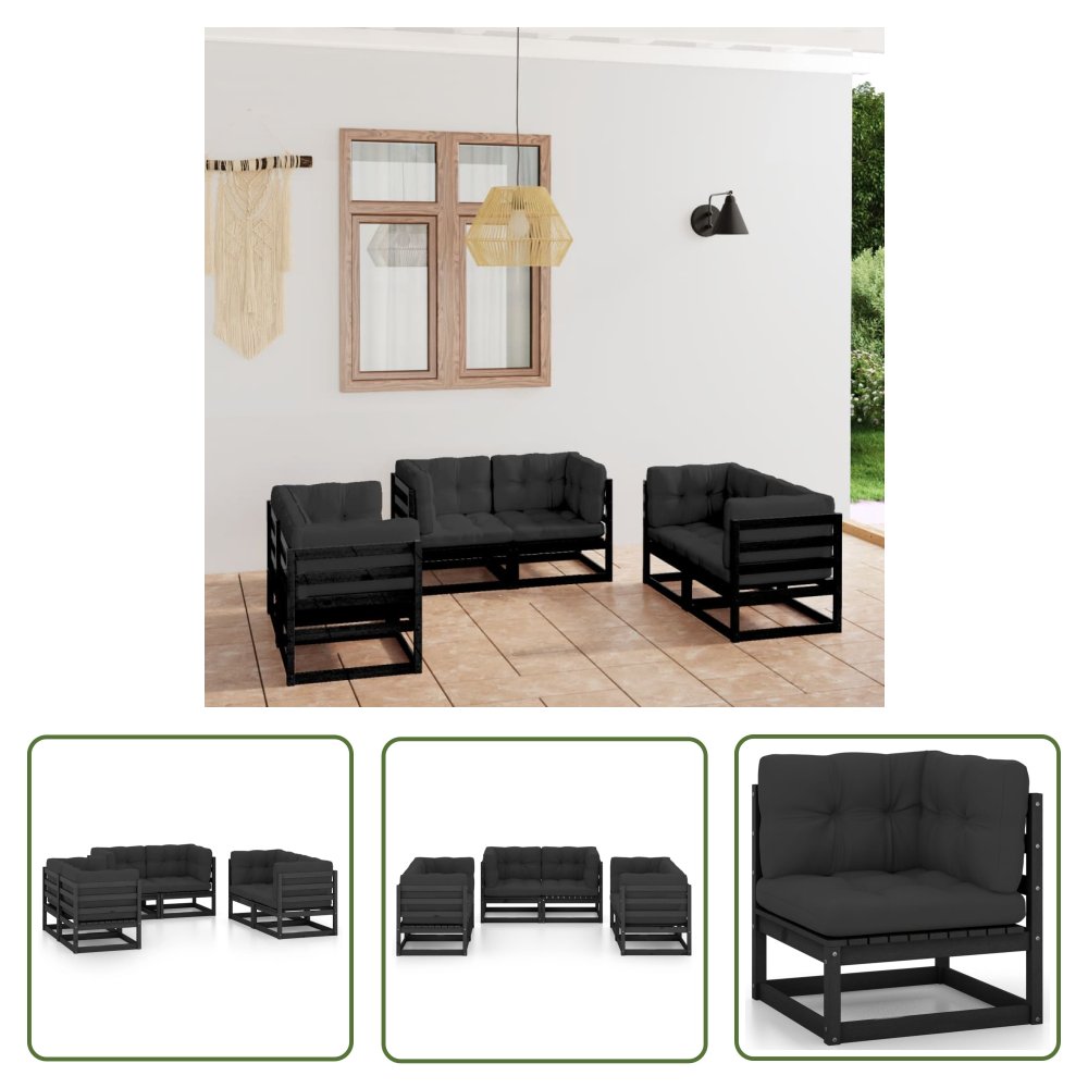 The Living Store 6-cz. zestaw wypoczynkowy do ogrodu - z poduszkami - lita sosna - Zestaw Wypoczynkowy Do Ogrodu