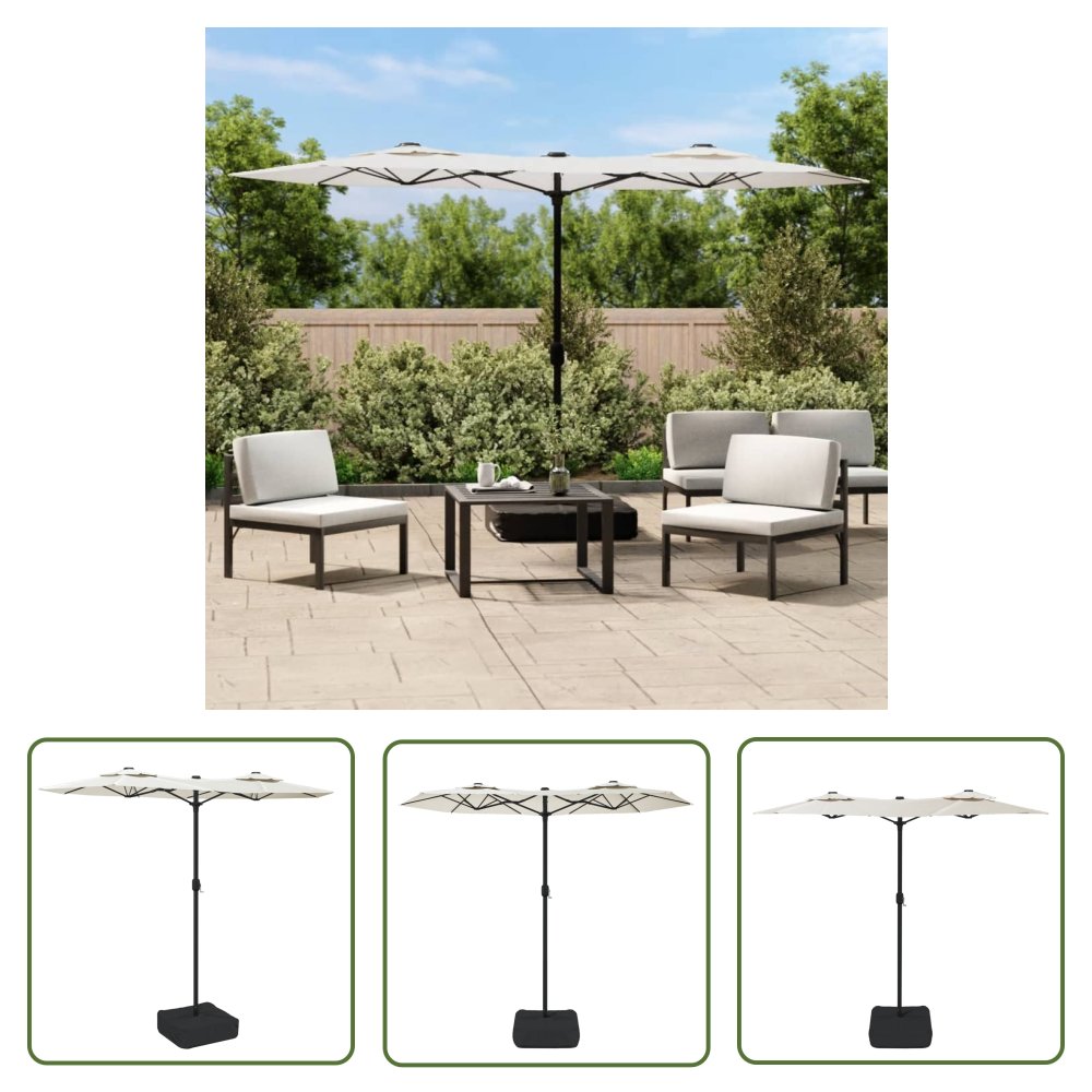 The Living Store Podwójny parasol ogrodowy - piaskowy - 316x240 cm - Parasol Ogrodowy