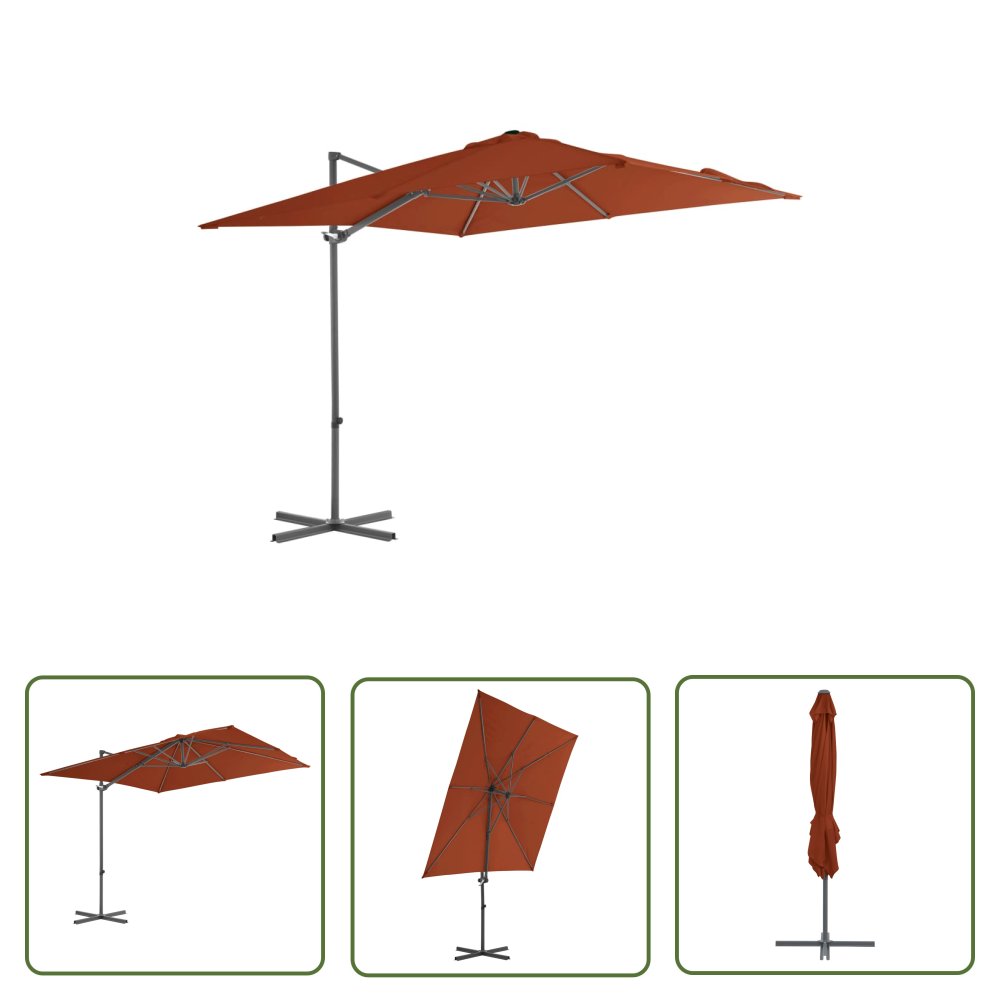 The Living Store Parasol wiszący ze stalowym słupkiem - 250x250 cm - terakota - Parasol Wiszący